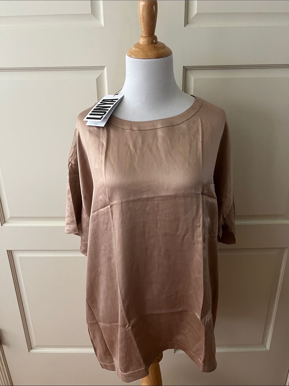 Lunya New Washable Silk Tee in Delicate Pink Medium